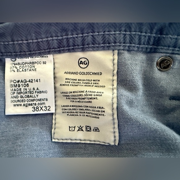 AG Adriano Goldschmied Everett Slim Straight Jeans 38x32 Navy Blue — Made in US - Picture 10 of 12